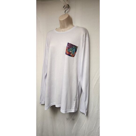 Always Advancing Long Sleeve Round Neck White Tunic Tee Shirt Size Large - Picture 3 of 6